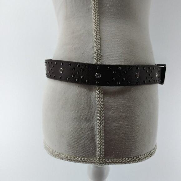 Women's Dark Brown Faux Leather Rhinestone Stud Belt size 8 - Picture 11 of 13